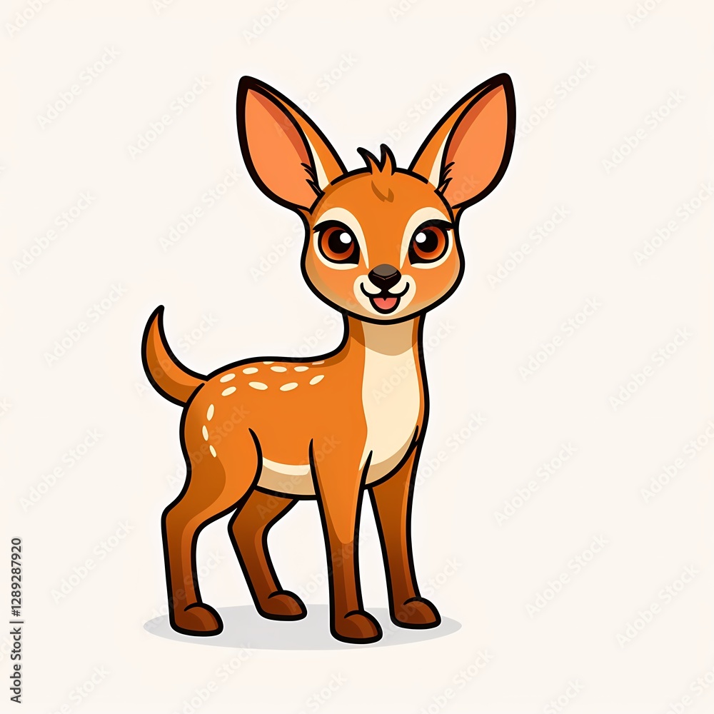 Fototapeta premium Cute vector dik-dik illustration with soft shading on white backdrop 