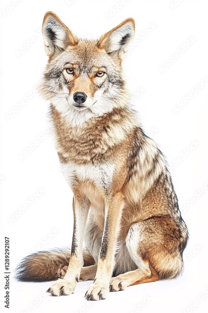Fototapeta premium Lone Coyote in Sharp Focus with Intense Gaze