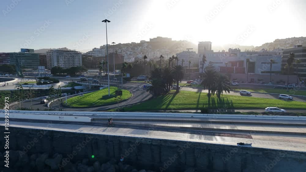 Discover Las Palmas de Gran Canaria with stunning views of the coastline and city skyline at sunset Discover Las Palmas de Gran Canaria with stunning views of the coastline and city skyline at sunset