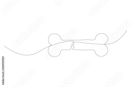 Dog bone continuous single line drawing animal paw,Bone toy for dog line art
