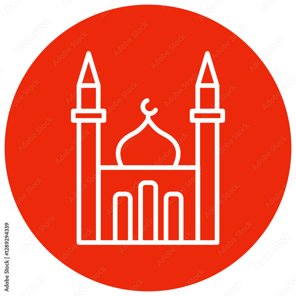 Obraz premium Masjid (Mosque) Circle Icon