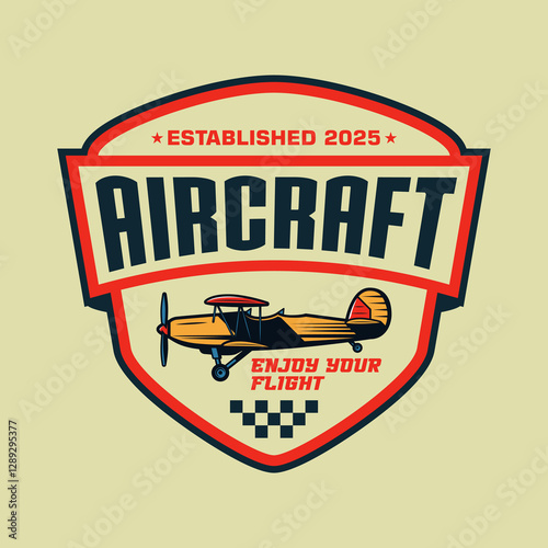 vector design of t-shirt and airplane emblem logo
