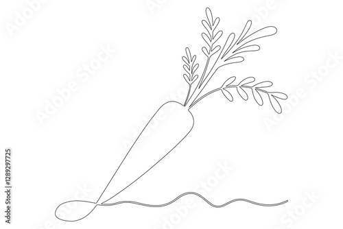 Carrot in one continuous line drawing of carrot vector illustration