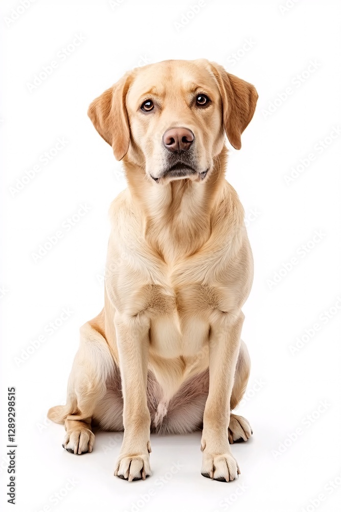 Calm and Collected Labrador Retriever Against Plain White Calm and Collected Labrador Retriever Against Plain White