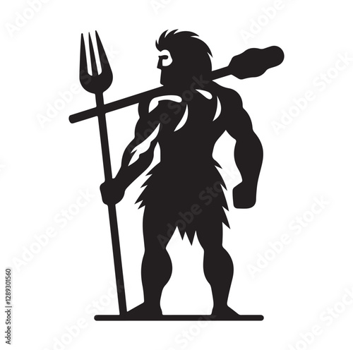 Caveman silhouette vector illustration
