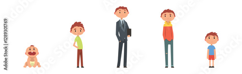Man Life Cycle and Aging Stages Vector Set