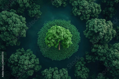 Green trees viewed from above. Ecology concept
