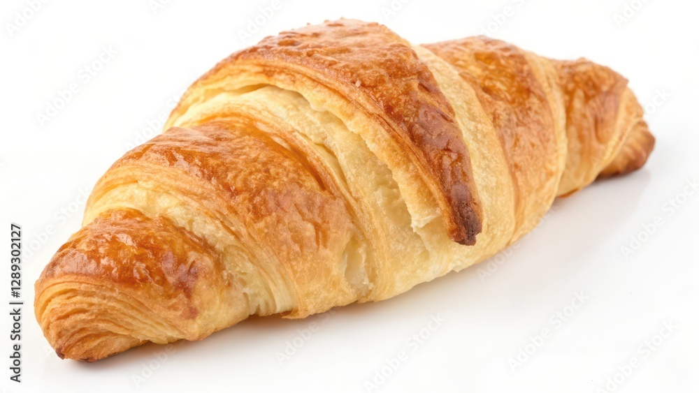 Golden Brown Croissant on White Background Golden Brown Croissant on White Background