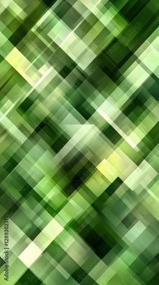 Abstract Green Geometric Background with Dynamic Light Patterns