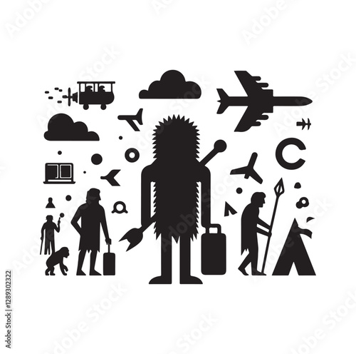 Caveman silhouette vector illustration