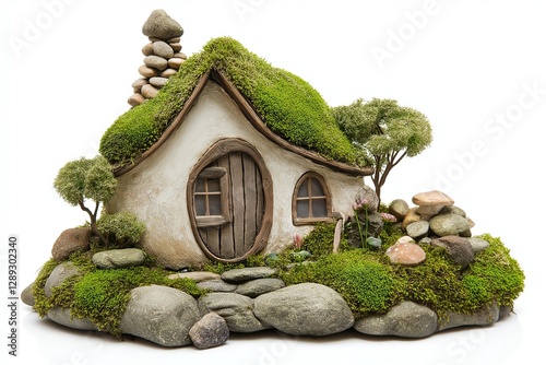 Figurine of a gnome house isolated on a white background