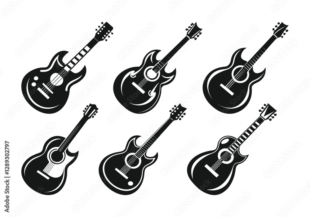 Fototapeta premium guitar vector set on white background