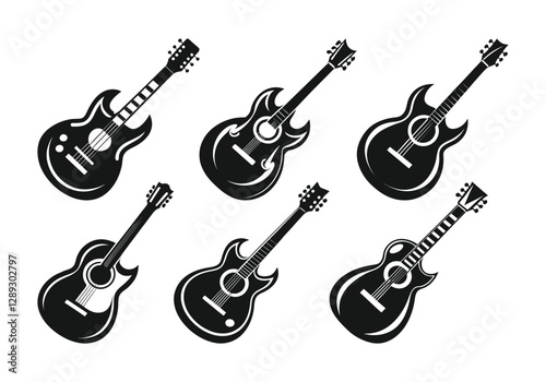 guitar vector set on white background