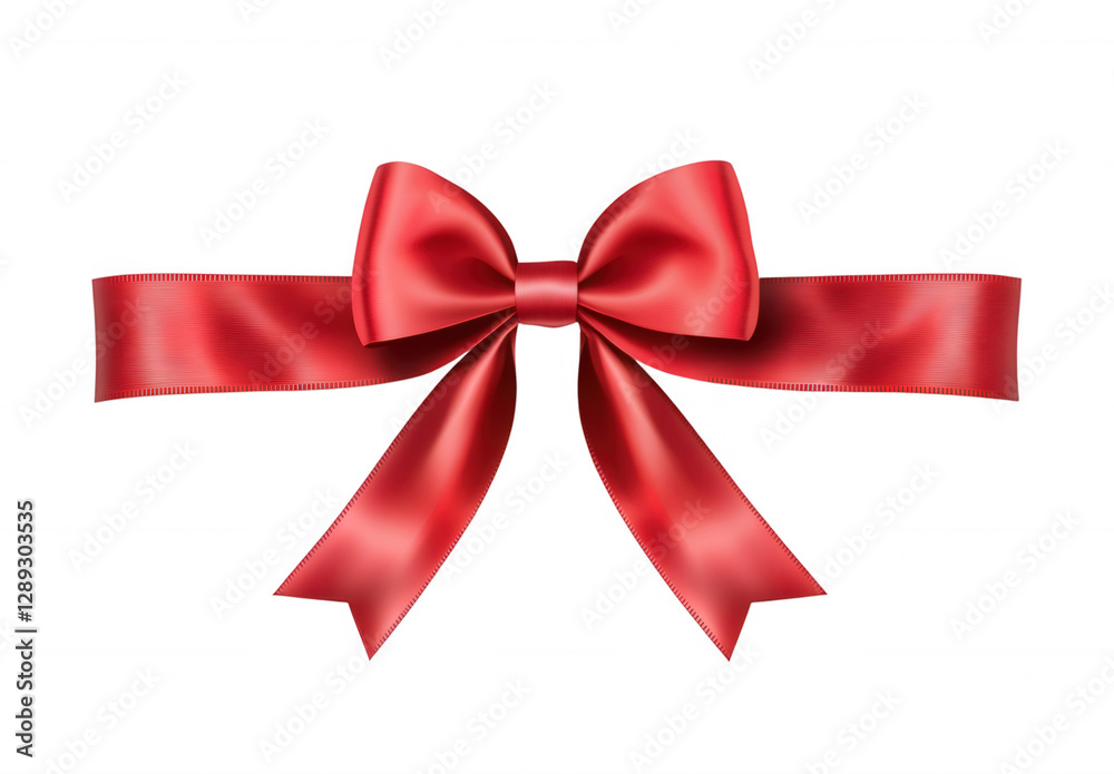 Fototapeta premium Shiny red ribbon bow on transparent background