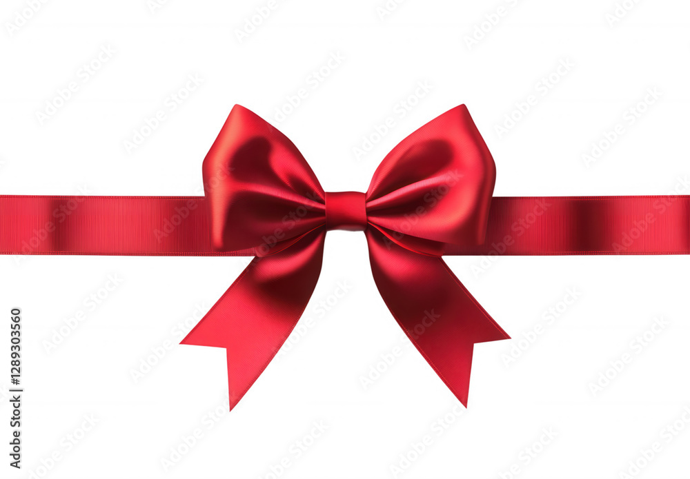 Red ribbon with beautiful bow on transparent background Red ribbon with beautiful bow on transparent background