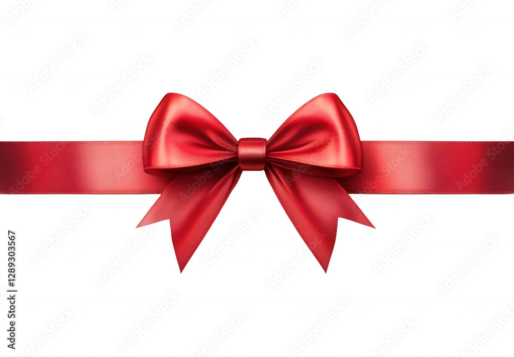 Fototapeta premium Shiny red ribbon and bow on transparent background