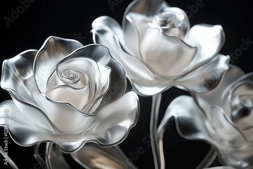Glass flowers on a black background