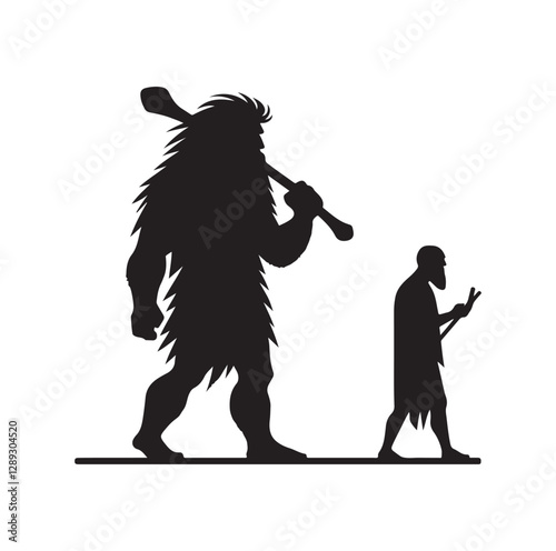 Caveman silhouette vector illustration