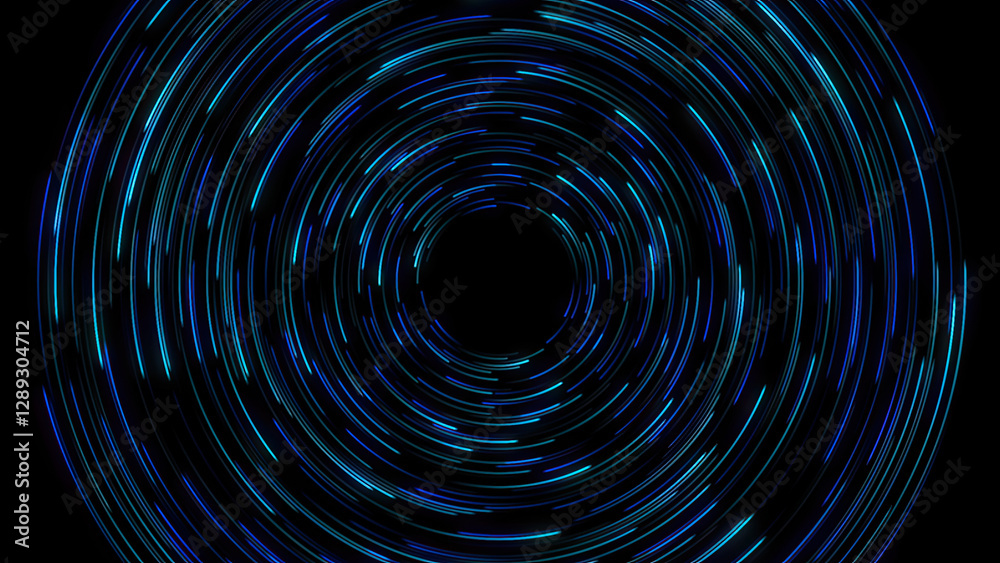 High speed blue line abstract technology background digital fiber hi tech concept. speed light circle line motion blur on dark background, data transfer simulation.