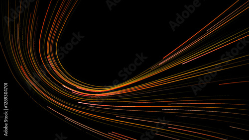 Obraz na płótnie high speed orange line abstract technology background digital fiber hi tech concept. speed light line blur on dark background, data transfer simulation. w salonie