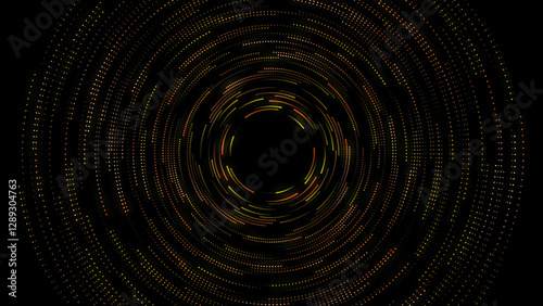 Obraz na płótnie High speed orange, yellow dot abstract technology background digital fiber hi tech concept. speed light circle line motion blur on dark background, data transfer simulation. w salonie