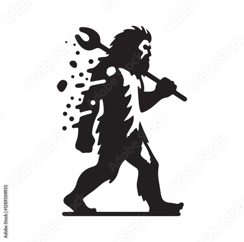 Caveman silhouette vector illustration