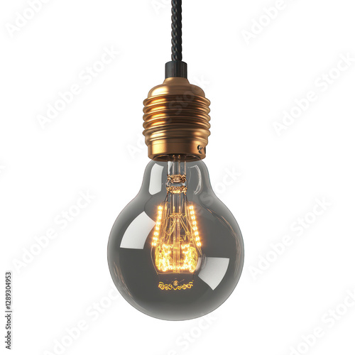 Wallpaper Mural Vintage Edison light bulb with glowing filament hanging on black cord Torontodigital.ca