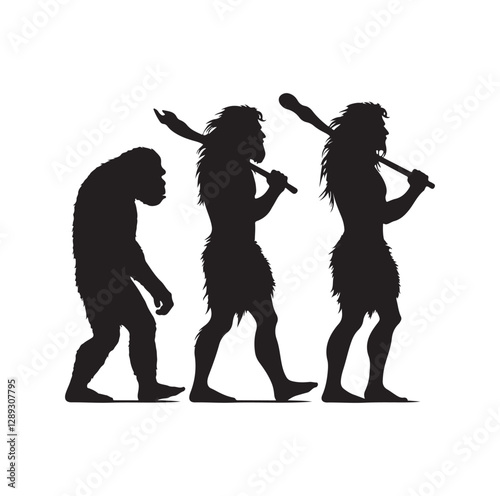 Caveman silhouette vector illustration