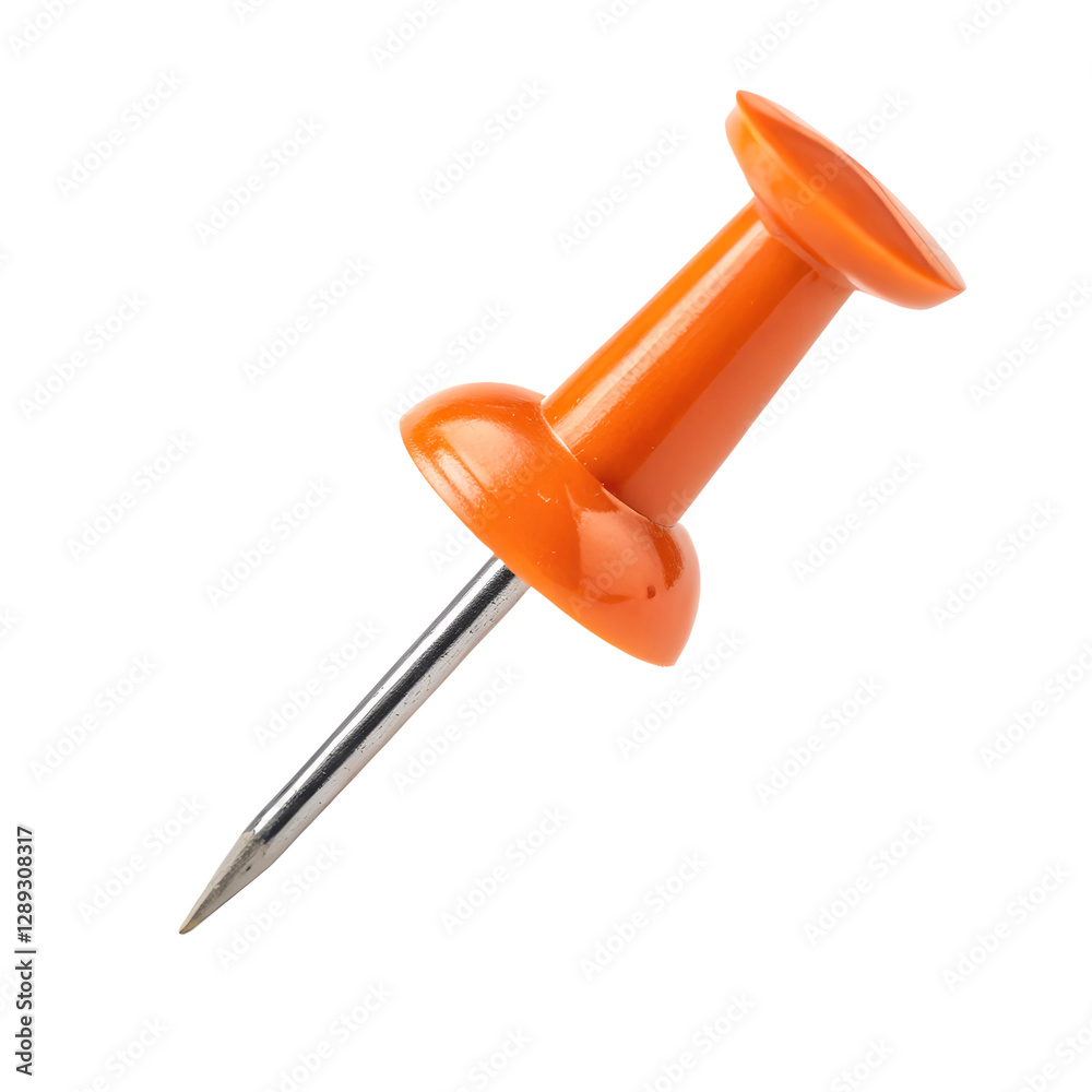 Orange push pin isolated on transparent background Orange push pin isolated on transparent background