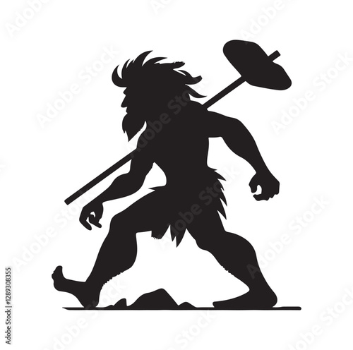Caveman silhouette vector illustration