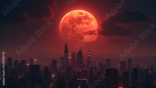 Blood moon photography tips. Capturing a blood moon over city skyline. Best locations for blood moon astrophotography. Techniques for ultra realistic moon photos.