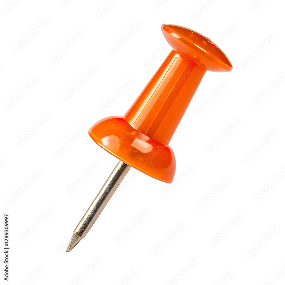 Orange push pin isolated on transparent background Orange push pin isolated on transparent background