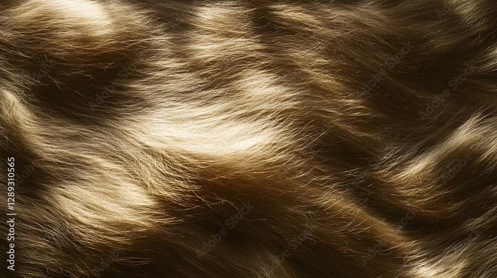 Naklejka premium Golden fur texture, soft waves, studio lighting, background blurred, pet grooming website