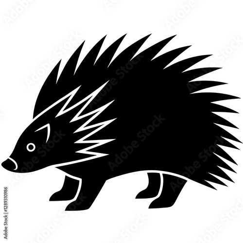 High-Quality Porcupine Silhouette Vector Icon White Background. 