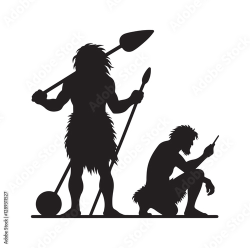 Caveman silhouette vector illustration