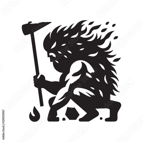 Caveman silhouette vector illustration