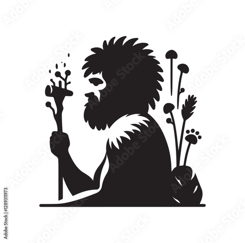 Caveman silhouette vector illustration
