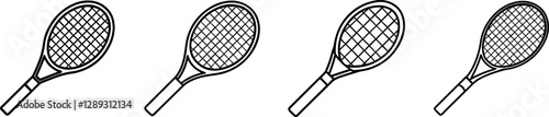 Set of Line art of tennis racket vector illustration