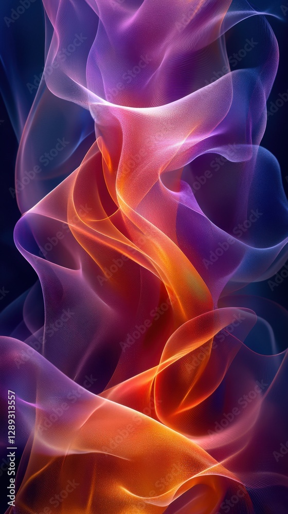 Colorful Abstract Smoke Flowing in Swirling Patterns on Dark Background Colorful Abstract Smoke Flowing in Swirling Patterns on Dark Background