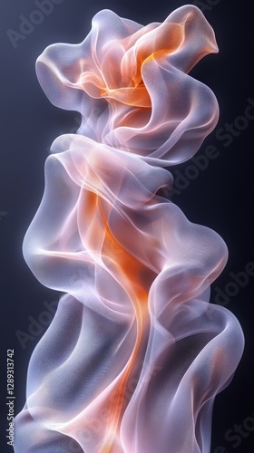 Ethereal Flow of Translucent Fabric in Soft Hues Against Dark Background