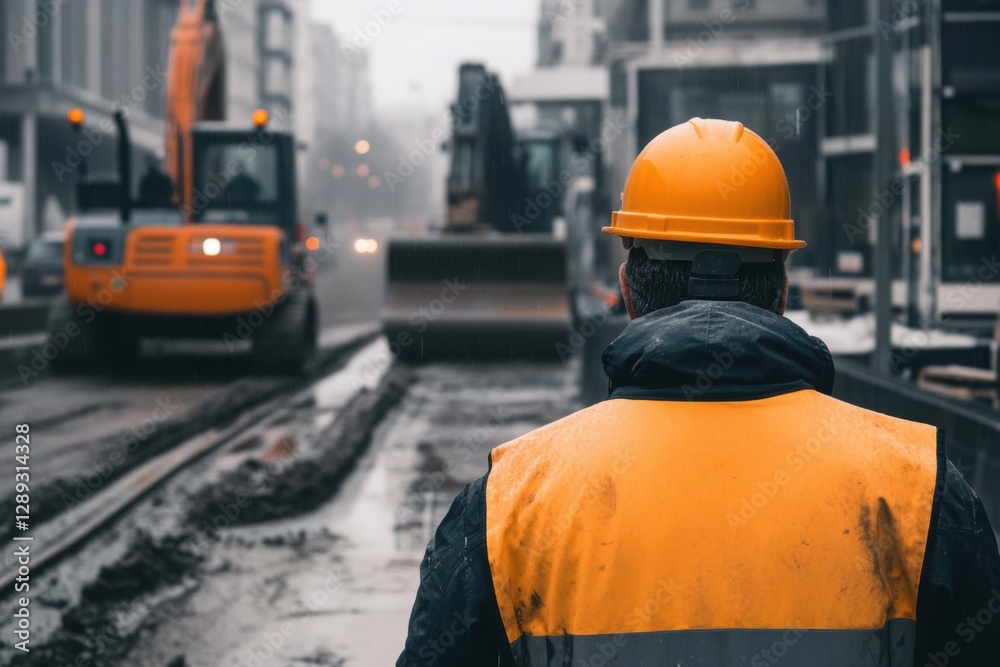 custom made wallpaper toronto digitalA signalman who assists the driver of large-sized equipment at a construction site.