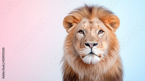 Majestic lion portrait, pastel background, wildlife, nature, zoological