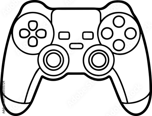 Line art of video game controller vector illustration