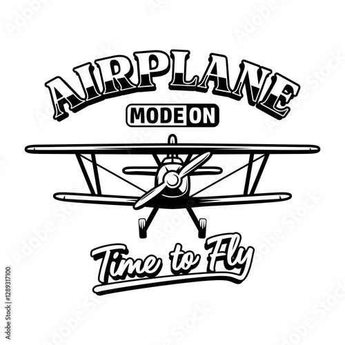 vector design of t-shirt and airplane emblem logo black white