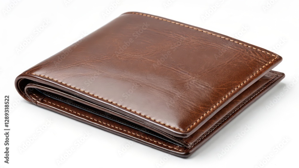 Brown Leather Wallet on White Background Brown Leather Wallet on White Background