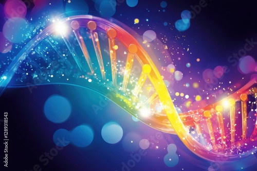 Colorful DNA Strands with Abstract Background
