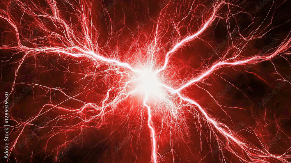 Obraz premium Background with red energy lightning