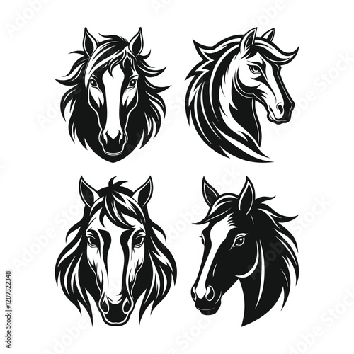 horse head silhouette on white background