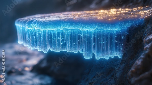 Bioluminescent Ice Shelf With Glowing Edges photo