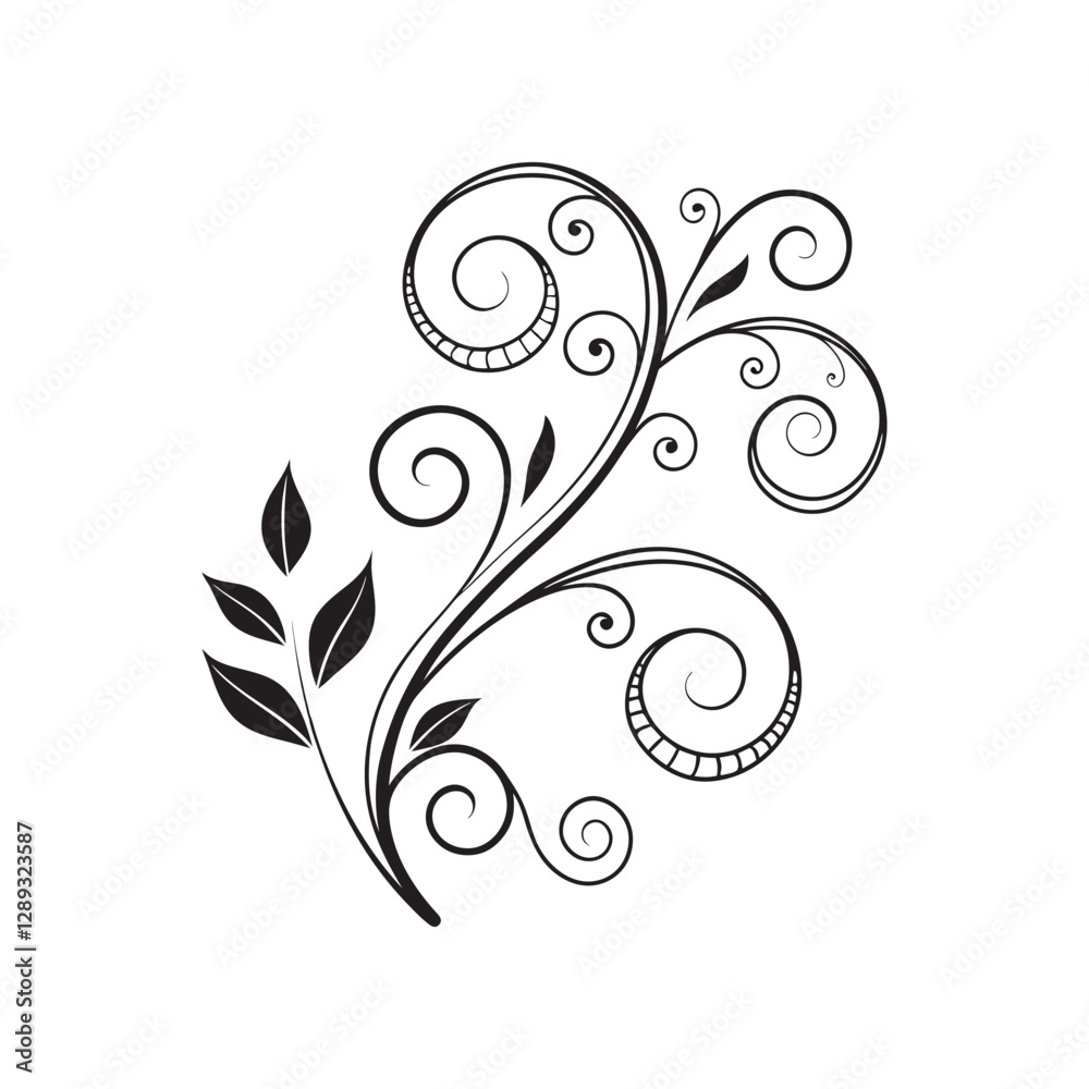 Decorative swirl and spiral vector silhouette set, perfect swirl for graphic design vector art illustration Decorative swirl and spiral vector silhouette set, perfect swirl for graphic design vector art illustration